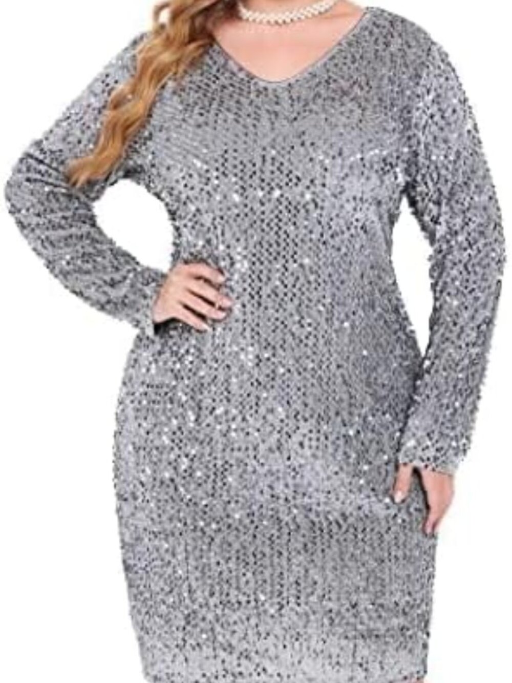 NEW In’ Voland Emerald Silver Sequin Party Dress 20Plus Long Sleeve Glam w/TAGS